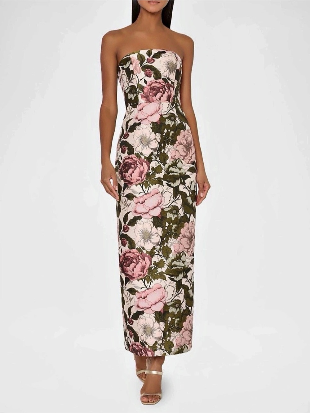 Milly Floral Maxi Dress Pink & Green